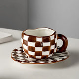 Yeknu 300ML Blue Sky and White Clouds Coffee Cup Tableware Set Hand-painted Ceramic Mug Milk Breakfast Cup Cute Coffee Tableware