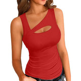 Yeknu  Summer Fashion Sexy Basic Sleeveless T-shirt Women Clothing Europe America Hollow Out Solid Tanks Lady Chic Hottie Y2k Tops