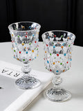 Yeknu  Elegant Glass Champagne Cup Creative Painted High Foot Red Wine Glass Pair Gift Women's Style French Aesthetic High Value