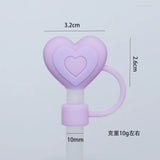 Yeknu  1PC Silicone Heart Straw Covers Reusable Star Straw Toppers Drinking Caps Straws Stopper for Stanley 10mm Tumbler Accessories