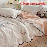 Yeknu  New Kapok wrinkled double-layer yarn ruffle leaf edge summer quilt four-piece set washing machine washing air conditioner quilt