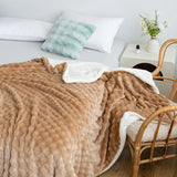 Yeknu  Thickened Bubble Fleece Blanket Double Layer Arctic Fleece Throw Blanket Conditioning Sofa Rabbit Fur Nap Flannel Blanket