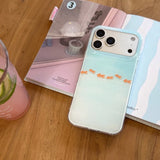 Yeknu  Goldfish Koi Fish Blue Gradient Phone Case For iPhone 14 15 16 17 ProMax 13 17air Luxury Shockproof Tpu Cover Artistic Decor