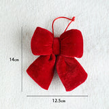 Yeknu  Christmas Bow Decoration DIY Xmas Trees Decorations Velvet Red Bow Knot Baubles Hanging Ornaments Pendant For Holiday Home Party