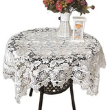 Yeknu  Luxury white lace tablecloth, water soluble, embroidered roses for tea, wedding, kitchen, party, christmas, new year, decoration