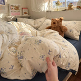 Yeknu  new aerobic three-layer yarn printing four-piece set skin-friendly and soft four-piece set of bedding in student dormitory