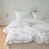 Yeknu  Korean INS Cream Style Bedding Set Solid Color Soft Bed Flat Sheet Pillowcase Adult Single Twin Full Queen Size Duvet Cover Sets