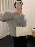 Yeknu  Knitted Autumn Pullover Sweater Women Korean Style Loose Pleated Fashion Ladies Sweaters Long Sleeve Casual Woman Sweater Tops