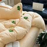 Yeknu New Embroidered Teddy Velvet Bedding Set Winter Warm High-end Soft Warmth Duvet Cover Set with Sheet Quilt Cover and Pillowcases