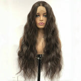 Yeknu  Dark Brown Wig Natural Wavy Synthetic Hair 13X4 Lace Front Wig Brunette Colored Deep Wave Long Curly Hair Frontal Wigs for Women