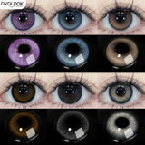Yeknu  1 pair New Purple Halloween Colored Contact Lenses Beauty Myopia Lens for Eyes Fashion Big Eye Lenses Natural Blue Lenes
