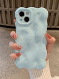Yeknu  Milk Blue Bubble Solid Color Suitable For iPhone 14 Pro Max 11 15 Phone Case 13 12 Pro Protective Case