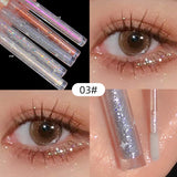Yeknu  1pc Liquid Eyeshadow Super Shine Pink Pearlescent Glitter Eyeliner Long Lasting Waterproof Eye Shadow Glitter Party Eye Makeup