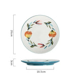 Yeknu  Japanese Underglaze Hand-painted Ceramic Ramen Large Soup Noodle Bowl, Restaurant Kitchen Supplies Fruit Steak Dinner Plate, 1Pc
