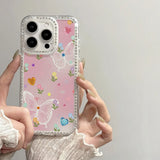 Yeknu  Heart-Shaped Leopard Print Phone Case For iPhone 16 Pro Max 17 Pro 13 16 14 15 17 12 Air 11 Shockproof Funda Cover Transparent