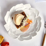 Yeknu  Chinese style Creative flower shaped ceramic tableware, home kitchen restaurant supplies dishes cake exquisite dining plate, 1Pc