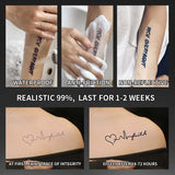 Yeknu  Sentence and Heart, 1Pcs Waterproof Temporary Tattoo Stickers, Long-lasting Waterproof for One to Two Weeks, Suitable For Arm,