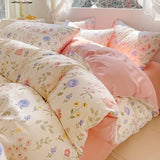 Yeknu  Ultra-Soft Wrinkle Gauze Washed Cotton Bedding Set: Ins Printed Duvet Cover, Sheets | 3/4 Pcs for Dorm & Home