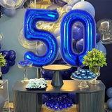 Yeknu  40Inch Navy Blue Number Balloons 0-9 Helium Balloon Laser Dark Blue Figure Golob Birthday Wedding Graduation Decoration Supplies