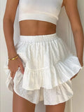 Yeknu  Jastie 100% Cotton Sweet Ruffled Shorts Women's Summer Korean Style Polka Dot With Lining Short Skirt High Waisted Shorts
