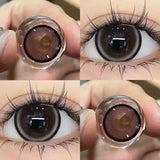 Yeknu  2PCS Brown Large Diameter Colored Contacts Lenses with Myopia Grey Colored Natural Eyes Beauty Lens Makeup Yearly New