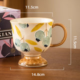 Yeknu  Ceramic Gift Cute Mug, Home Personal Office Creative Blueberry Pomegranate Retro Milk Water Coffee Cup, 500ml, 1Pc