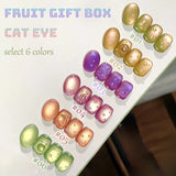 Yeknu  1-24pcs WS Summer Ice Transparents Pink Blue Glass Bead Cat Eye Gel Nail Polish 2025 New Style Nail Salon Nail Art Nail Supplies