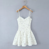 Yeknu  Holiday Style Summer Women's Dresses Keel Slimming Waist A-Line Mini Dress Flower Print Suspender Dress