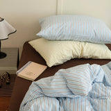 Yeknu Ins Nordic Bedding Set Simple Style Striped Duvet Cover Set Soft Flat Sheet Single Twin Size Double Bed Sheet Set For Bedroom
