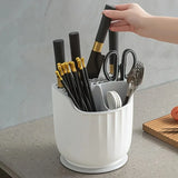 Yeknu  1pcs Multi-functional Chopsticks Integrated Storage Box Household Rack Kitchen Rotary Knife Holder Storage Rack