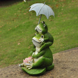 Yeknu Outdoor Owl Decor Frog Resin Statue Garden Cartoon Figurines Animals Gnome Sculptures Gardening Desk Ornaments Yard Balcony