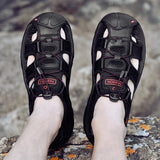 Yeknu Genuine Leather Men Shoes Summer New Large Size Men's Sandals Men Sandals Fashion Sandals Slippers Big Size 38-47