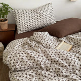 Yeknu  New literary and retro floral super soft wrinkled yarn printing four-piece set, three-piece set for student dormitory