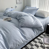 Yeknu  Bed Linen Solid Cotton Bedding Set with Sheet Duvet Cover Pillowcases Single Couple Bedsheet King Queen Double Twin Size