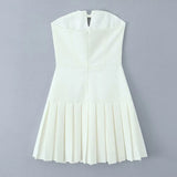 Yeknu  European And American Fashion Summer Women's Dress White Sleeveless Wrapped Chest Bow Mini Dress Ladies Party Dress