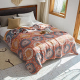 Yeknu  100% Cotton Muslin Bed Cover Breathable Muslin Bedspread Home Textile Adult Kids Jaccquard Sofa Bed Throw Blankets Bedsheet