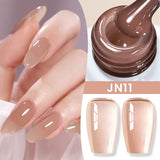 Yeknu  10ml Jelly Nude Gel Nail Polish Crystal Translucent Coffee Soak Off Semi-Permanent Varnish Base Top Coat Manicure
