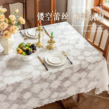 Yeknu 2025 new lace tablecloth modern simple hollow jacquard table cover atmosphere dessert table coffee table