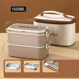 Yeknu  1500ml Portable Stainless Steel 316 Thermal Lunch Box With Insulation Bag Leak-Proof Bento Box Adult Student Food Container