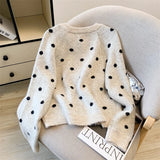 Yeknu  Women's Brown Polka Dot Cardigan Knit Sweater Vintage 2000s Jumper Knitwear Long Sleeves Korean Soft Cozy Sweater Autumn Winter