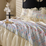 Yeknu 100% Long-Staple Cotton Bedding Set Gorgeous Floral Romantic Skirt Bed Sheet Set Pillowcase Queen King Double Size Bed Linen Set
