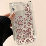 Yeknu  Heart-Shaped Leopard Print Phone Case For iPhone 16 Pro Max 17 Pro 13 16 14 15 17 12 Air 11 Shockproof Funda Cover Transparent