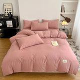 Yeknu  Waffle Washed Cotton Four Piece Set, Non All Cotton Bedding, Pure Cotton Bedding, Student Dormitory Bed Sheets Duvet Cover Set