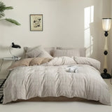 Yeknu  Jacquard cotton washed cotton bedding four-piece set of pure cotton new high-grade quilt cover sheets solid color simple