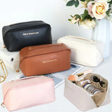 Yeknu  Large capacity travel cosmetic bag, waterproof cosmetic storage bag, with partition, handle, flat opening, suitable for travel