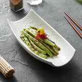 Yeknu  Vegetable Salad Bowl Hotel Ship shaped Restaurant Alien Cold Vegetable Bowl Ceramic White Dessert Tableware