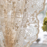Yeknu  Cream Sheer Voile Curtains Lace Embroidery for Bay Window Small Window Partition Half Drapes Door Room Divider