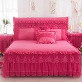 Yeknu  1 Piece Lace Bed Skirt +2pieces Pillowcases bedding set Princess Bedding Bedspreads sheet Bed For Girl bed Cover King/Queen size