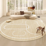 Yeknu  Beige Round Large Size Carpet Cream Style Bedroom Carpets Minimalist Lines Home Dedicated Rug Stripe Design Luxury Rugs Alfombra
