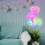 Yeknu  Flamingo Neon Sign Sun Wave Neon Light USB for Bedroom Living Room Wedding Events Party Decoration LED Neon Light for Wall Decor